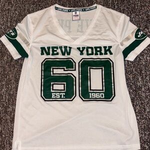 PINK Victoria's Secret White and Green New York Jersey
